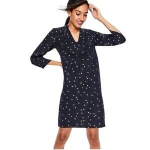 Boden Evangeline Linen tunic dress with gold dots & pompom detailing‎ 6Tall EUC